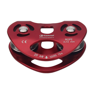 Red Dual-axis Twin Pulley 25KN Heart-shaped Climbing Pulley for Outdoor Mountaineering/Lifting