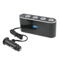 WF-0307  In-Car USB Four Sockets Charger with Switches  Black