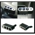 WF-0306 In-Car 1 to 3 In- Car USB Triple Socket Charger with Switches  Black