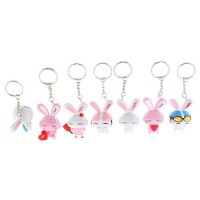 7pcs Lovely 2 inch Love Rabbit Plastic Keychain