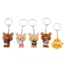 5pcs Fashionable Adorable Rilakkuma Plastic Keychain 4.5cm