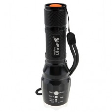 Pointed Stainless Steel Zoom Flashlight 1600 Lumens Black and Silvery Head