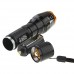 Pointed Stainless Steel Head Zoom Flashlight 1600 Lumens Black and Gold Head