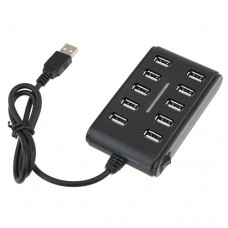 Portable High Speed USB 2.0 10 Ports USB HUBS Black