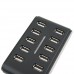 Portable High Speed USB 2.0 10 Ports USB HUBS Black