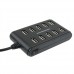 Portable High Speed USB 2.0 10 Ports USB HUBS Black