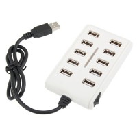 Portable High Speed USB 2.0 10 Ports USB HUBS White