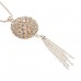 Fashion Rhinestone Decor Hollow Ball Tassels Necklace Silver