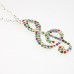 Fashion Colorful Rhinestone Decor Note Pendant Necklace