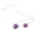 Fashion Rhinestone Decor Purple Dual Hearts Necklace