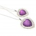 Fashion Rhinestone Decor Purple Dual Hearts Necklace