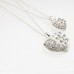 Fashion Rhinestone Decor Dual Hearts Necklace