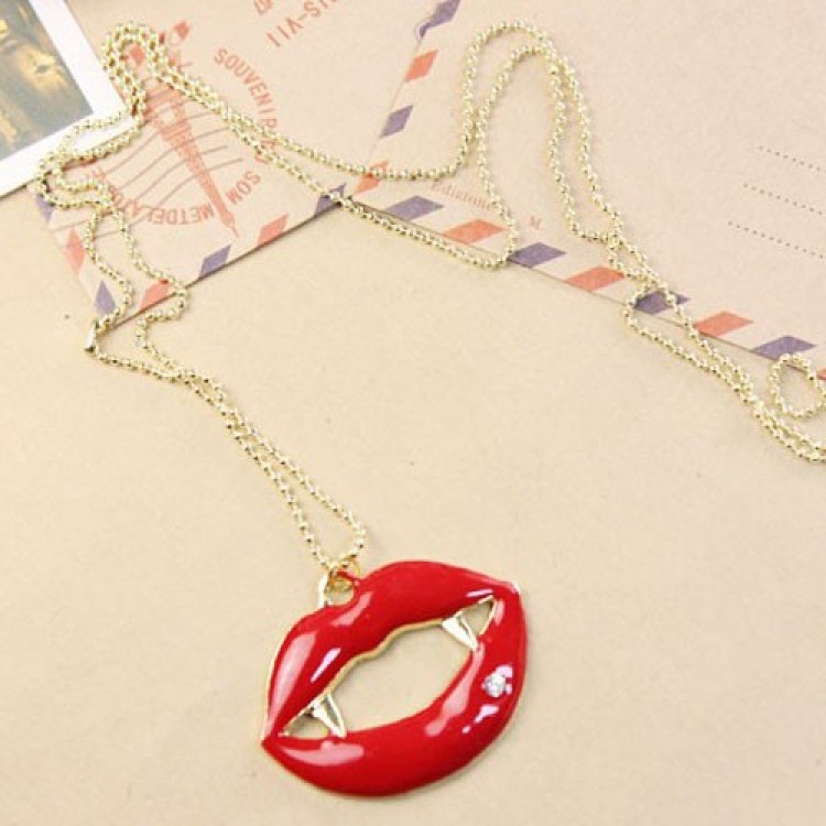 Fashion Red Lip Pendant Necklace Jewelry Free Shipping ThanksBuyer