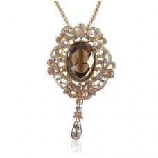 Fashion Rhinestone Oval Pendant Necklace Jewelry