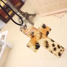 Fashion Leopard Cross Pendant Necklace Jewelry