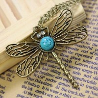 Fashion Dragonfly Pendant Sweater Necklace