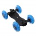 Blue TableTop Compact Dolly Kit Skater Wheel Camera Truck for Video DSLR