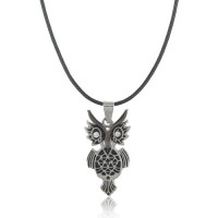 Owl Pendant Rhinestone Decor Necklace