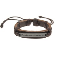 Hand-made Proverb Pattern Cowhide Bracelet