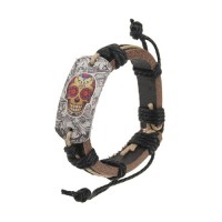 Cool Skull Pattern Cowhide Bracelet