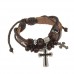 Cool Neutral Cowhide Cross Pendant Bracelet