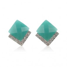 Rhombus Style Rhinestone Decor Earring Jewelry