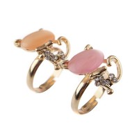 Cute Cat Style Rhinestone Decor Ring Jewelry
