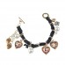 Hand-made Heart Pendant Pearl Decor Silk Ribbon Bracelet Jewelry