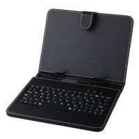 Black Leather Stand Case Mini USB Keyboard for 8.0 Inch Tablet PC