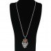 Owl with Crown Pendant Rhinestone Decor Necklace Jewelry