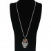 Owl with Crown Pendant Rhinestone Decor Necklace Jewelry