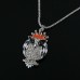 Owl with Crown Pendant Rhinestone Decor Necklace Jewelry