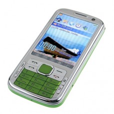 N100 TV Phone Dual Band Dual SIM Card Dual Camera Bluetooth FM 3.2 Inch Touch Screen- Green