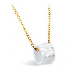 Fashion White Ceramic Bead Pendant Necklace