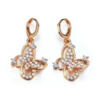 Fashion Rhinestone Decor 18K Gold Plate Butterfly Earring