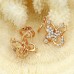 Fashion Rhinestone Decor 18K Gold Plate Butterfly Earring