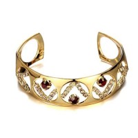 Fashion Rhinestone Decor 18K Gold Plate Bracelet Bangle