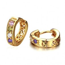 Fashion Colorful Rhinestone Decor 18K Gold Plate Earring