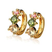 Fashion Colorful Rhinestone Decor 18K Gold Plate Earring