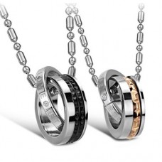 Fashion Rhinestone Decor Circle Pendant Titanium Steel Necklace