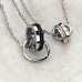Fashion Rhinestone Decor Circle Pendant Titanium Steel Necklace