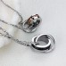 Fashion Rhinestone Decor Circle Pendant Titanium Steel Necklace