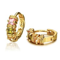 Fashion Colorful Crystal Decor 18K Gold Plate Earring