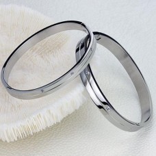 Fashion Rhinestone Decor Titanium Steel Couple Bracelet Bangle