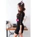 Fashion Deep V Neck Medium Sleeve Black Dress