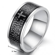 Fashion Cross Style 316L Titanium Steel Ring Black 7, 8, 9, 10