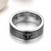 Fashion Cross Style 316L Titanium Steel Ring Black 7, 8, 9, 10