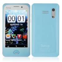 Y222 Phone Dual Band Dual SIM Card Dual Camera FM Bluetooth 3.7 Inch Touch Screen- Blue