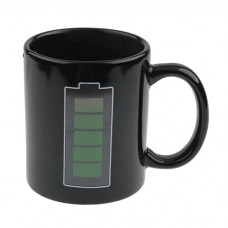 Novelty Battery Color Changing Coffee Tea Mug Cup Black