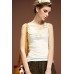 Lady Sexy Lace With Pearl Sleeveless Shirt Top White